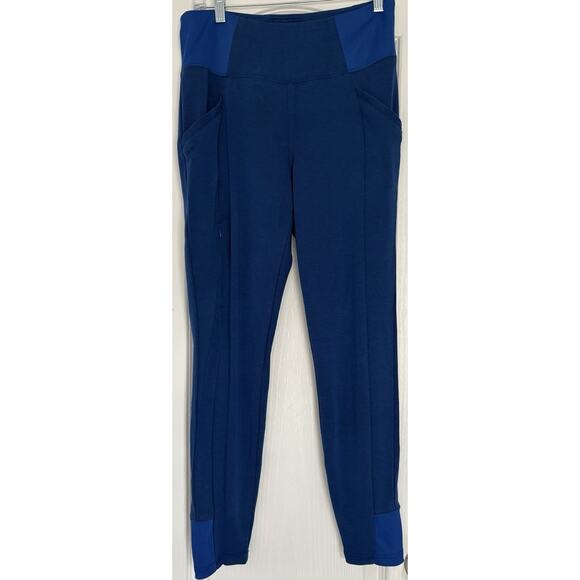 Jaanuu Rib Band High Waisted Knit Royal Blue Scrub Pants Medium - Picture 1 of 3